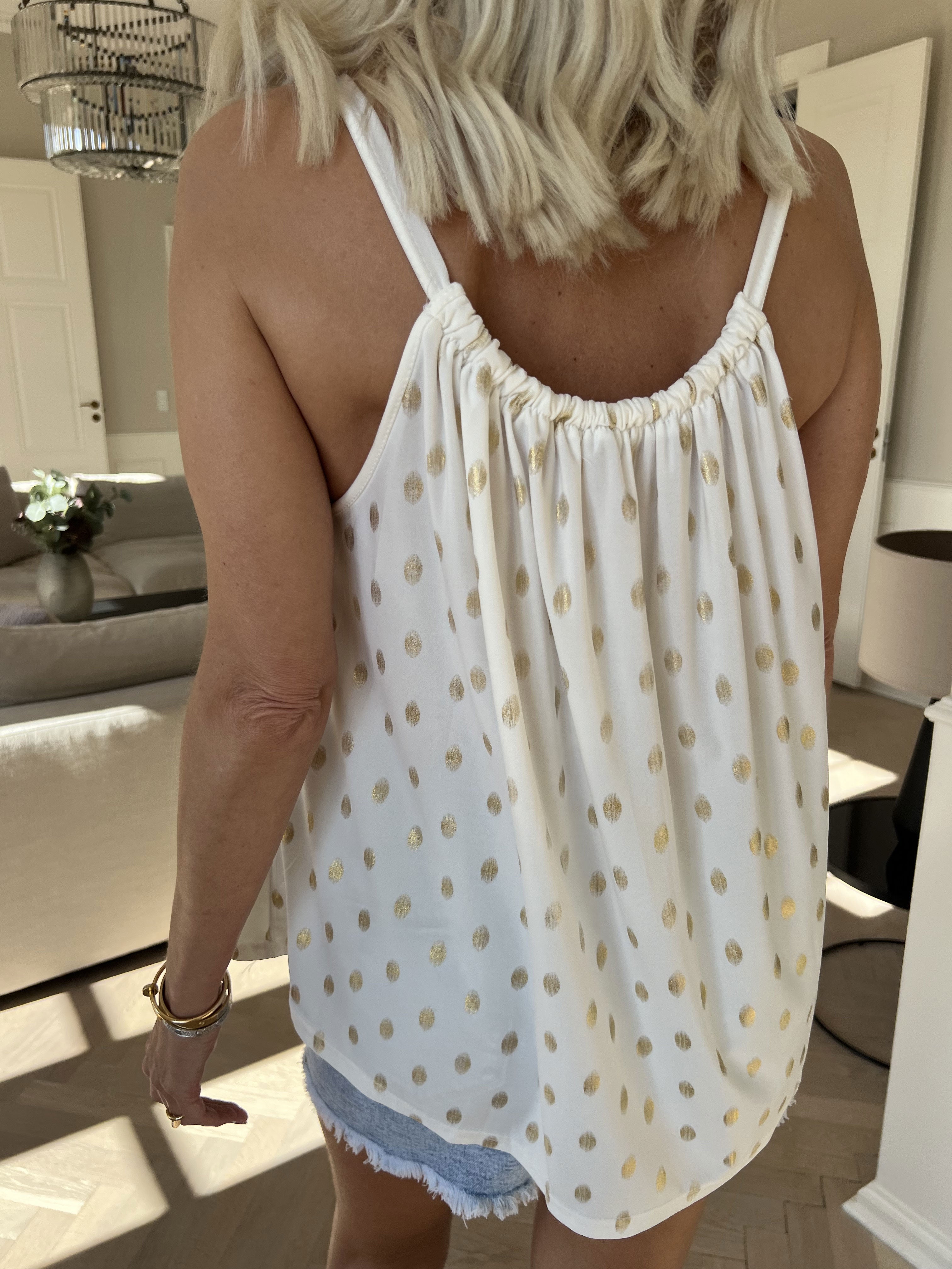 Sunlove Dot Top - Topp med elastiskt band och guldprickar